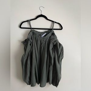 Cold Shoulder Green Blouse